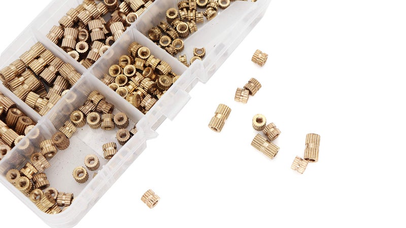 binifiMux 300pcs M3 Knurled Threaded Inserts, Brass Female Press in Embedment Heat Set Nuts Assortment Kit for Laptop 3D Printer Plastic - Image 3